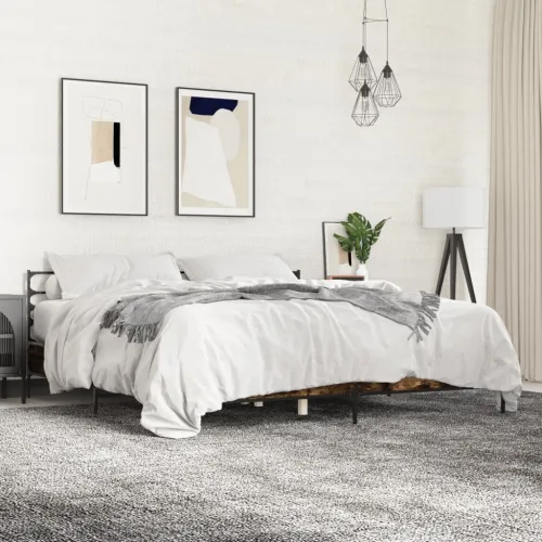 Okvir kreveta boja hrasta 180x20 cm konstruirano drvo i metal - Dimljeni hrast 180 x 200 cm Cijena