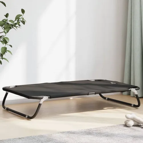 Krevet za pse sklopivi antracit od tkanine Oxford i čelika - 105 x 65 x 18 cm Crna Cijena