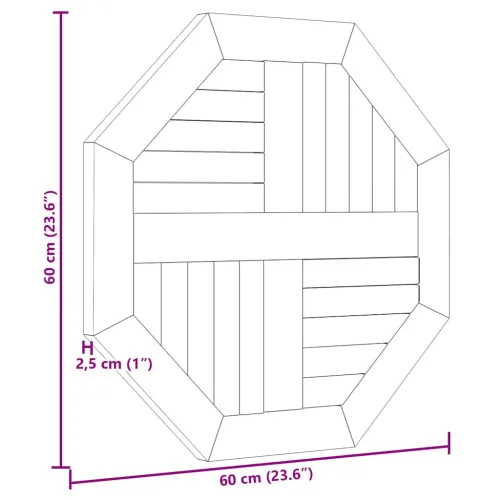 Stolna ploča 60 x 60 x 2,5 cm osmerokutna od masivne tikovine - 60 x 60 cm osmerokutni Cijena