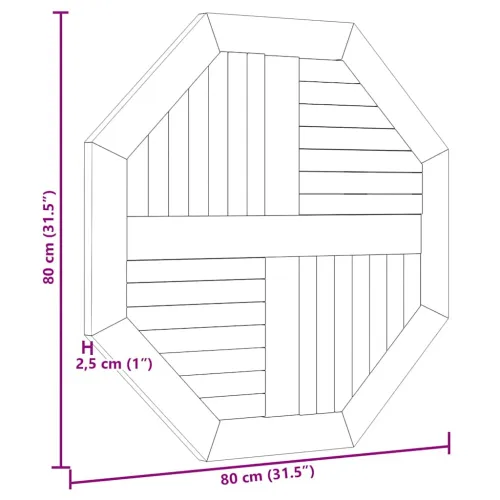 Stolna ploča 80 x 80 x 2,5 cm osmerokutna od masivne tikovine - 80 x 80 cm osmerokutni Cijena