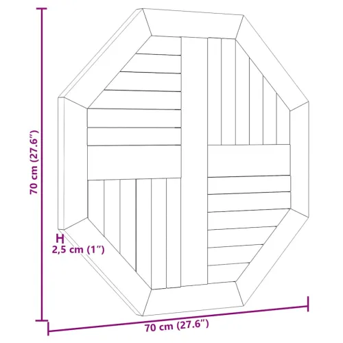 Stolna ploča 70 x 70 x 2,5 cm osmerokutna od masivne tikovine - 70 x 70 cm osmerokutni Cijena