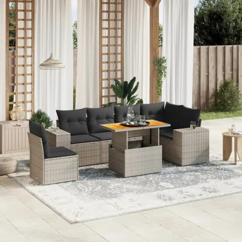 Vrtna garnitura - 7-dijelni set vrtnih sofa sivi od poliratana - siva i tamnosiva stol + 3x kutna + 3x srednja 1 Cijena