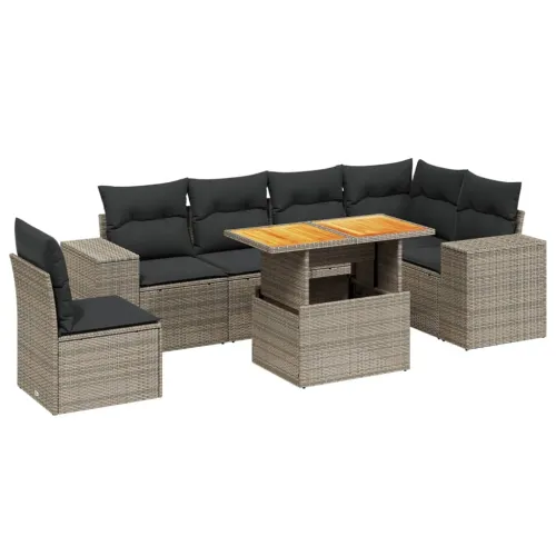 Vrtna garnitura - 7-dijelni set vrtnih sofa sivi od poliratana - siva i tamnosiva stol + 3x kutna + 3x srednja 1 Cijena
