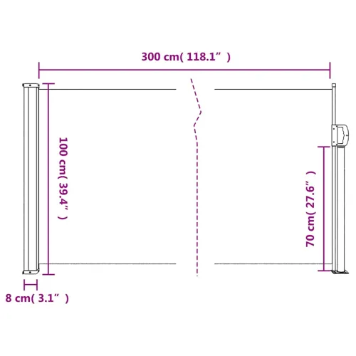 Bočna tenda na uvlačenje bijela 100 x 300 cm - Bijela 100 x 300 cm Cijena