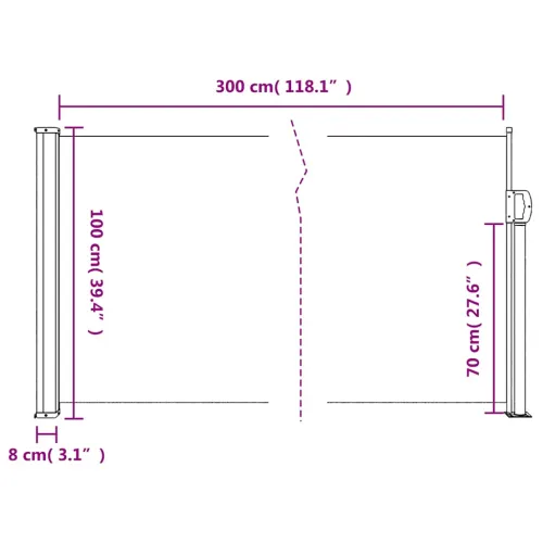Bočna tenda na uvlačenje bež 100 x 300 cm - Bež 100 x 300 cm Cijena