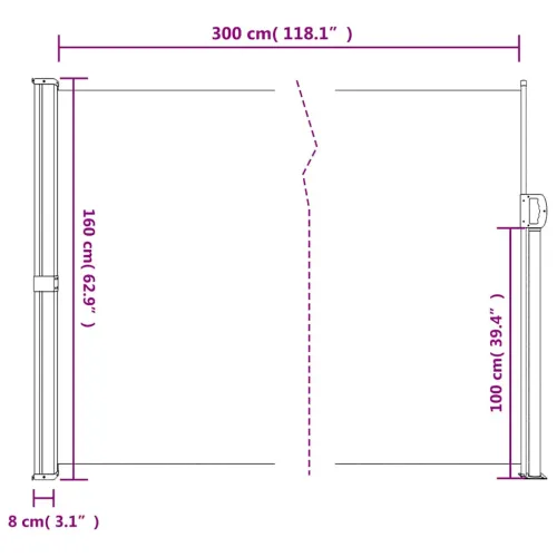 Bočna tenda na uvlačenje bijela 160 x 300 cm - Bijela 160 x 300 cm Cijena