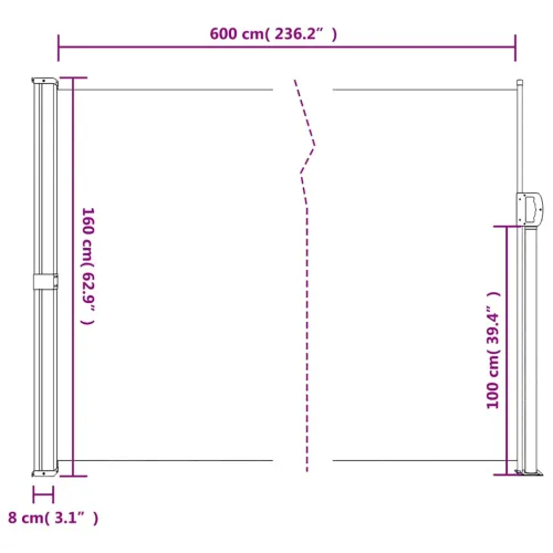 Uvlačiva bočna tenda smeđesiva 160 x 600 cm - Sivo-smeđa 160 x 600 cm Cijena