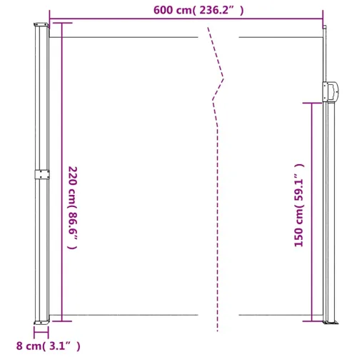 Bočna tenda na uvlačenje smeđesiva 220 x 600 cm - Sivo-smeđa 220 x 600 cm Cijena