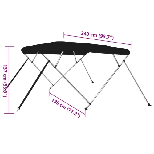 Tenda bimini s 4 luka crna 243x196x137 cm - Crna 243 x 196 x 137 cm Cijena