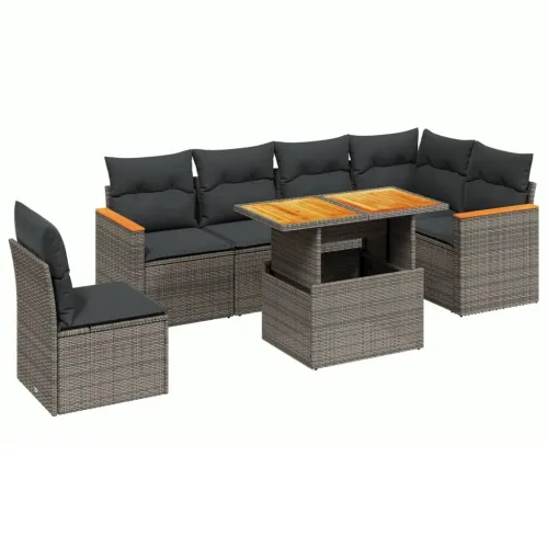 Vrtna garnitura - 7-dijelni set vrtnih sofa sivi od poliratana - Siva 1 Cijena
