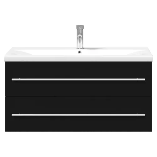 Kupaonski ormarić s ugrađenim Lavabo - Umivaonikom crni - Crna 100 x 38.5 x 48 cm 1 Sa slavinom Cijena