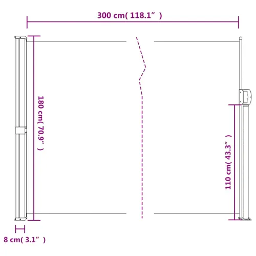 Bočna tenda na uvlačenje bež 180 x 300 cm - Bež 180 x 300 cm Cijena