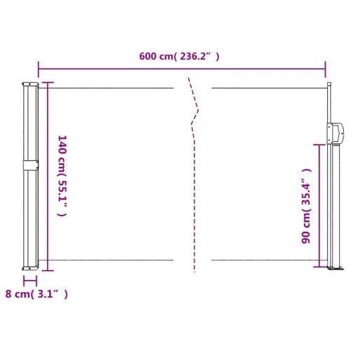 Uvlačiva bočna tenda bež 140 x 600 cm - Bež 140 x 600 cm Cijena