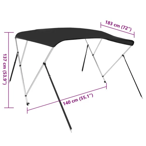 Tenda bimini s 3 luka plava 183x140x137 cm - Crna 183 x 140 x 137 cm Cijena