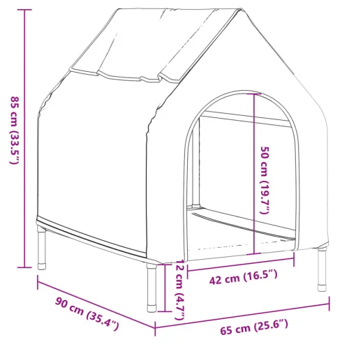 Kućica za pse svjetlosiva od tkanine Oxford i čelika - 90 x 65 x 85 cm Svjetlosiva Cijena