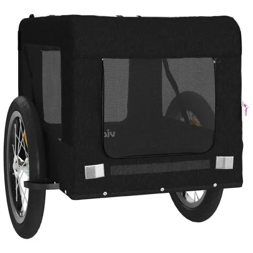 Prikolica za bicikl za ljubimce crna od tkanine i željeza - Crna 63 x 123 x 66 cm Cijena