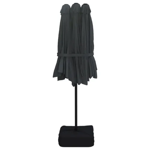 Dvostruki vrtni suncobran s LED svjetlima crni 449 x 265 cm - Crna Cijena