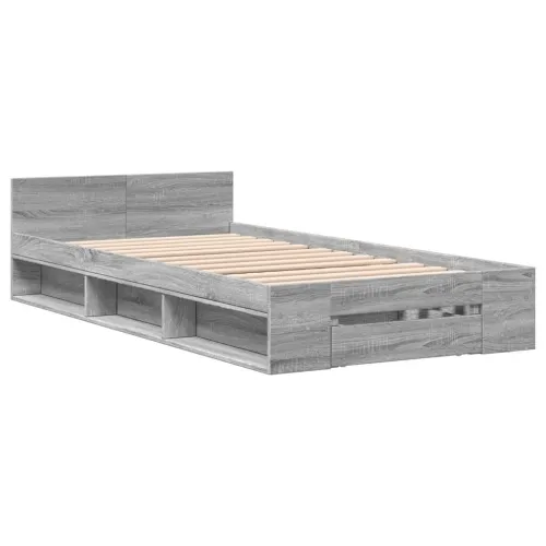 Okvir za krevet s ladicom boja hrasta 100x200 cm drveni - Sivi hrast sonoma 100 x 200 cm Cijena