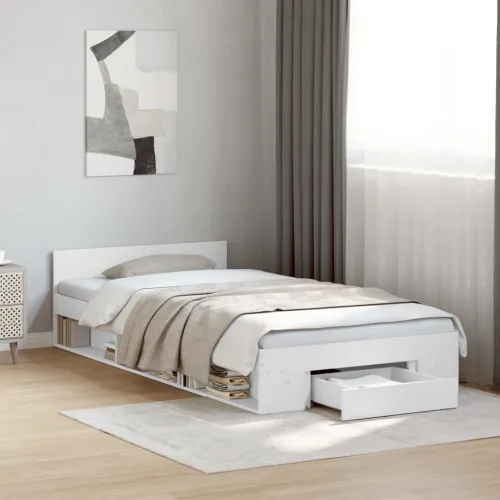 Okvir kreveta s ladicom bijeli 90 x 200 cm konstruirano drvo - Bijela 90 x 200 cm Cijena