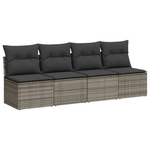 Vrtna garnitura - 10-dijelni set vrtnih sofa od poliratana s jastucima sivi - Siva Sa stolom 1 Cijena