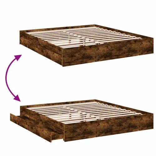 Okvir kreveta s ladicama boja hrasta 180x200 cm - Dimljeni hrast 180 x 200 cm Cijena