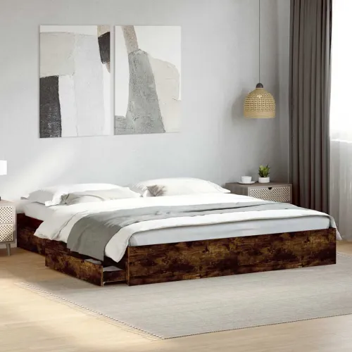 Okvir kreveta s ladicama boja hrasta 180x200 cm - Dimljeni hrast 180 x 200 cm Cijena