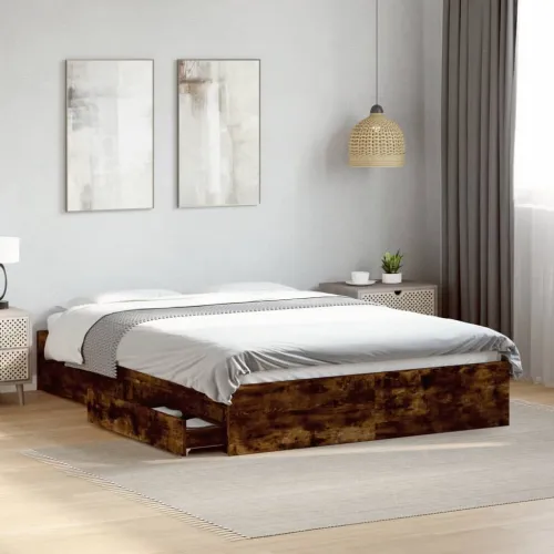 Okvir kreveta s ladicama boja hrasta 135x190 cm - Dimljeni hrast 135 x 190 cm Cijena