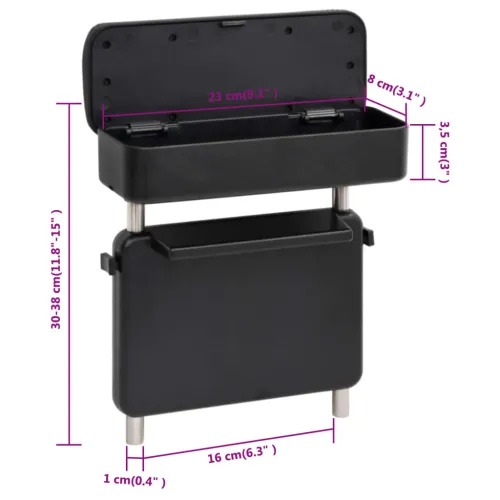Univerzalni naslon za ruke za automobil crni 23x8x(30-38) cm ABS Cijena