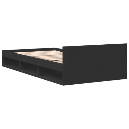 Okvir kreveta s ladicom crni 90 x 190 cm konstruirano drvo - Crna 90 x 190 cm Cijena