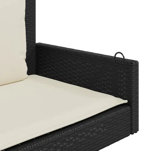Klupa za ljuljanje s jastucima crna 119x56x48 cm poli ratan - Crna Da Cijena