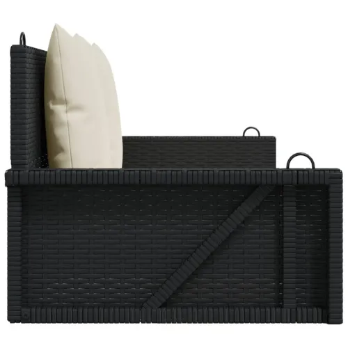 Klupa za ljuljanje s jastucima crna 119x56x48 cm poli ratan - Crna Da Cijena