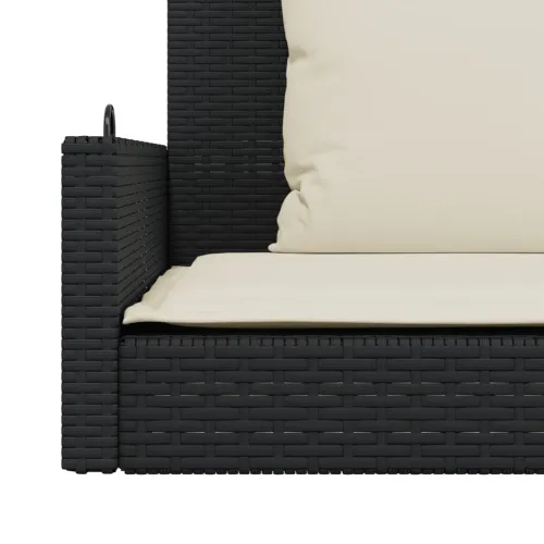 Klupa za ljuljanje s jastucima crna 119x56x48 cm poli ratan - Crna Da Cijena