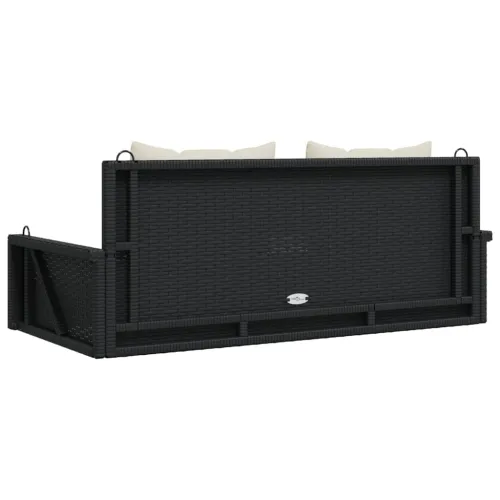 Klupa za ljuljanje s jastucima crna 119x56x48 cm poli ratan - Crna Da Cijena