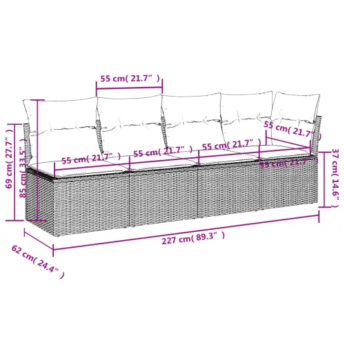 Vrtna garnitura - 8-dijelni set vrtnih sofa od poliratana s jastucima sivi - Siva bez spremišta 1 Cijena
