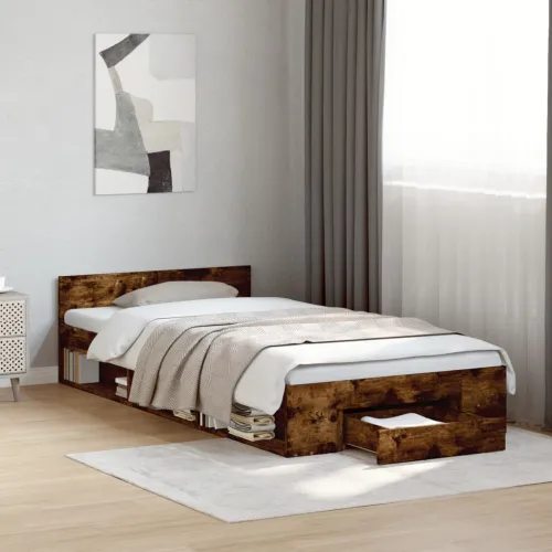 Okvir kreveta s ladicom boja hrasta 100x200 cm - Dimljeni hrast 100 x 200 cm Cijena