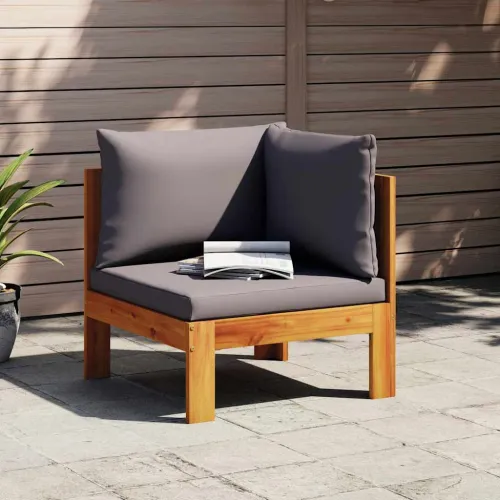 Kutna vrtna sofa s jastucima od masivnog drva bagrema - Tamno siva kutna sofa Cijena