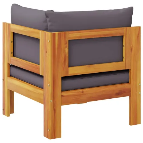 Kutna vrtna sofa s jastucima od masivnog drva bagrema - Tamno siva kutna sofa Cijena