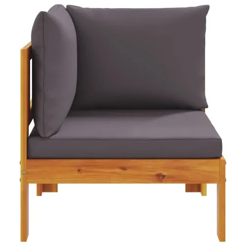 Kutna vrtna sofa s jastucima od masivnog drva bagrema - Tamno siva kutna sofa Cijena