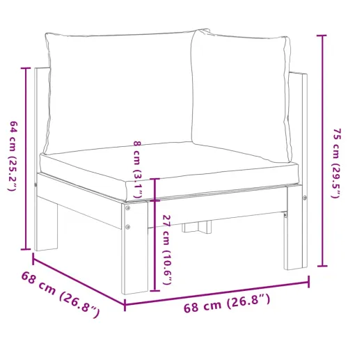 Kutna vrtna sofa s jastucima od masivnog drva bagrema - Tamno siva kutna sofa Cijena