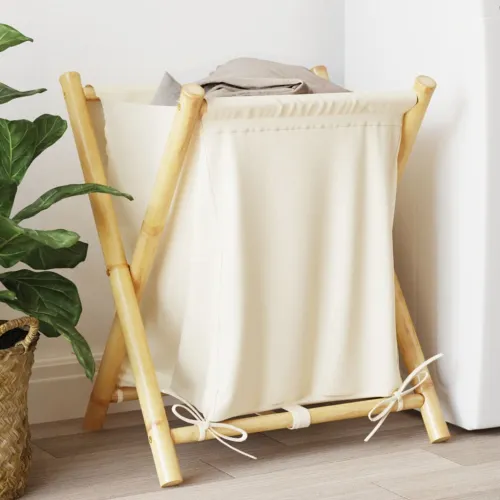 Košara za rublje krem bijela 45 x 55 x 63,5 cm od bambusa - 45 x 55 x 63.5 cm Cijena