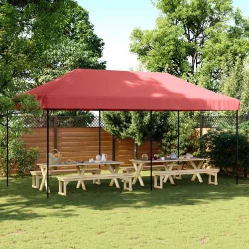 Sklopivi prigodni šator za svadbe - šator za zabave bordo 580x292x315 cm - Tamno crvena 1 Bez bočnog zida Ne Cijena