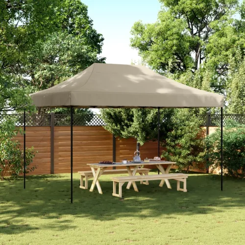 Sklopivi prigodni šator za svadbe - šator za zabave smeđesivi 410 x 279 x 315 cm - Sivo-smeđa 1 Bez bočnog zida Ne Cijena