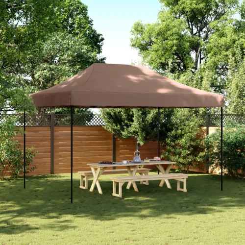 Sklopivi prigodni šator za svadbe - šator za zabave smeđi 410 x 279 x 315 cm - Smeđa Bez bočnog zida Ne Cijena