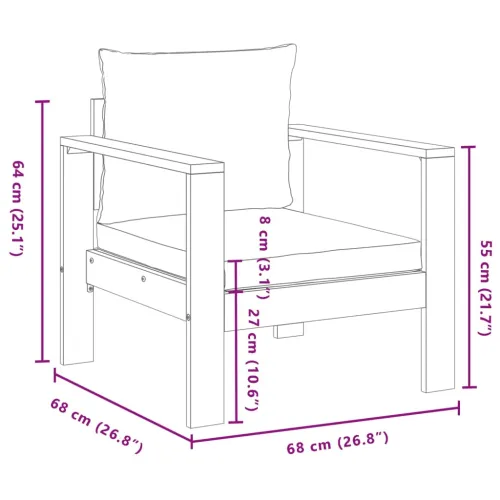 5-dijelna set vrtnih sofa od masivnog drva bagrema s jastucima - Krema kutna + stolica + 2x Sofa + stol Cijena