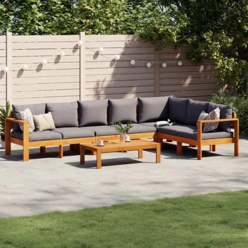 5-dijelna set vrtnih sofa od masivnog drva bagrema s jastucima - Tamno siva kutna + 3x Sofa + stol Cijena