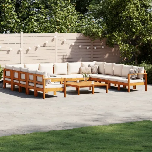 10-dijelna set vrtnih sofa s jastucima masivno bagremovo drvo - Krema 2x kutna + 6x Sofa + 2x stol 1 Cijena