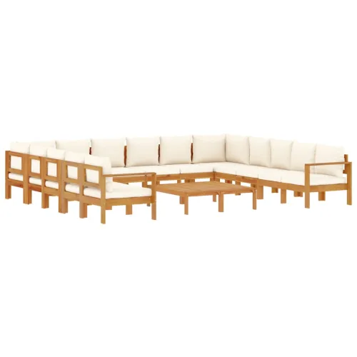 10-dijelna set vrtnih sofa s jastucima masivno bagremovo drvo - Krema 2x kutna + 6x Sofa + 2x stol 1 Cijena