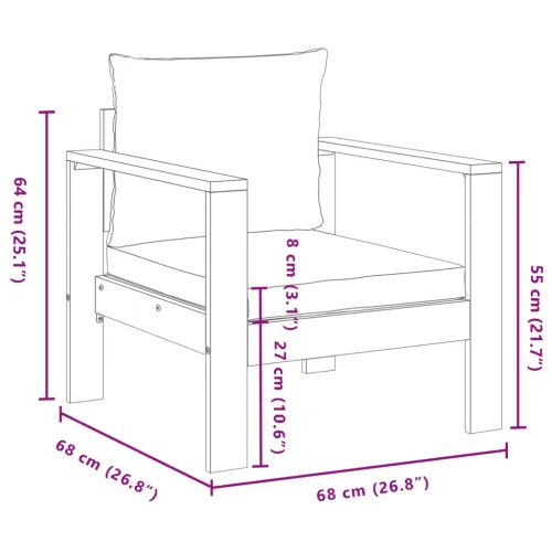 6-dijelna set vrtnih sofa s jastucima masivno bagremovo drvo - Krema stolica + kutna + 3x Sofa + stol Cijena