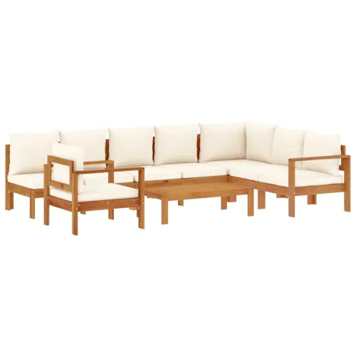 6-dijelna set vrtnih sofa s jastucima masivno bagremovo drvo - Krema stolica + kutna + 3x Sofa + stol Cijena