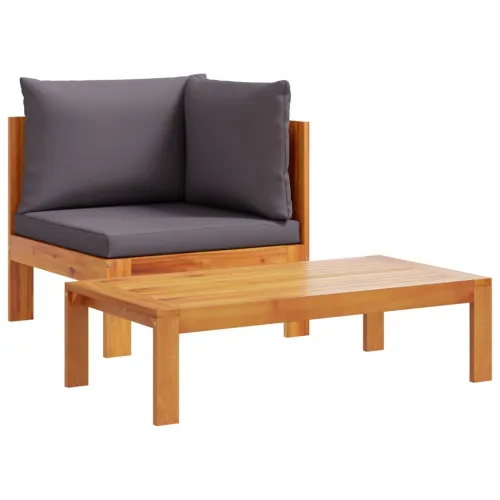 9-dijelna set vrtnih sofa s jastucima masivno bagremovo drvo - Tamno siva 2x kutna + 5x Sofa + 2x stol Cijena